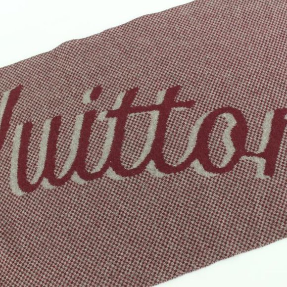 Louis Vuitton Handwriting Burgundy Scarf 4lk830s - Picture 4 of 12